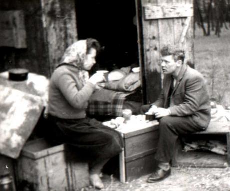 Mahlzeit vor der Bienenhütte